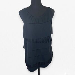 Express Black Sleeveless Tank Top with fringe layers L